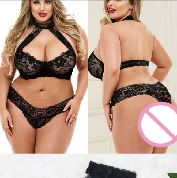 Women transparent dress Lingerie Plus Size  Open 2pcs set - Picture 2 of 2